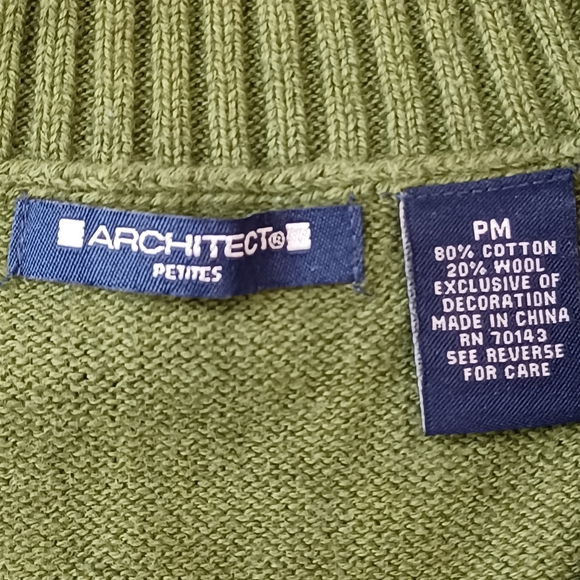 Architect Embroidered Cotton Wool Blend Button Down Cardigan Sweater - Picture 9 of 14